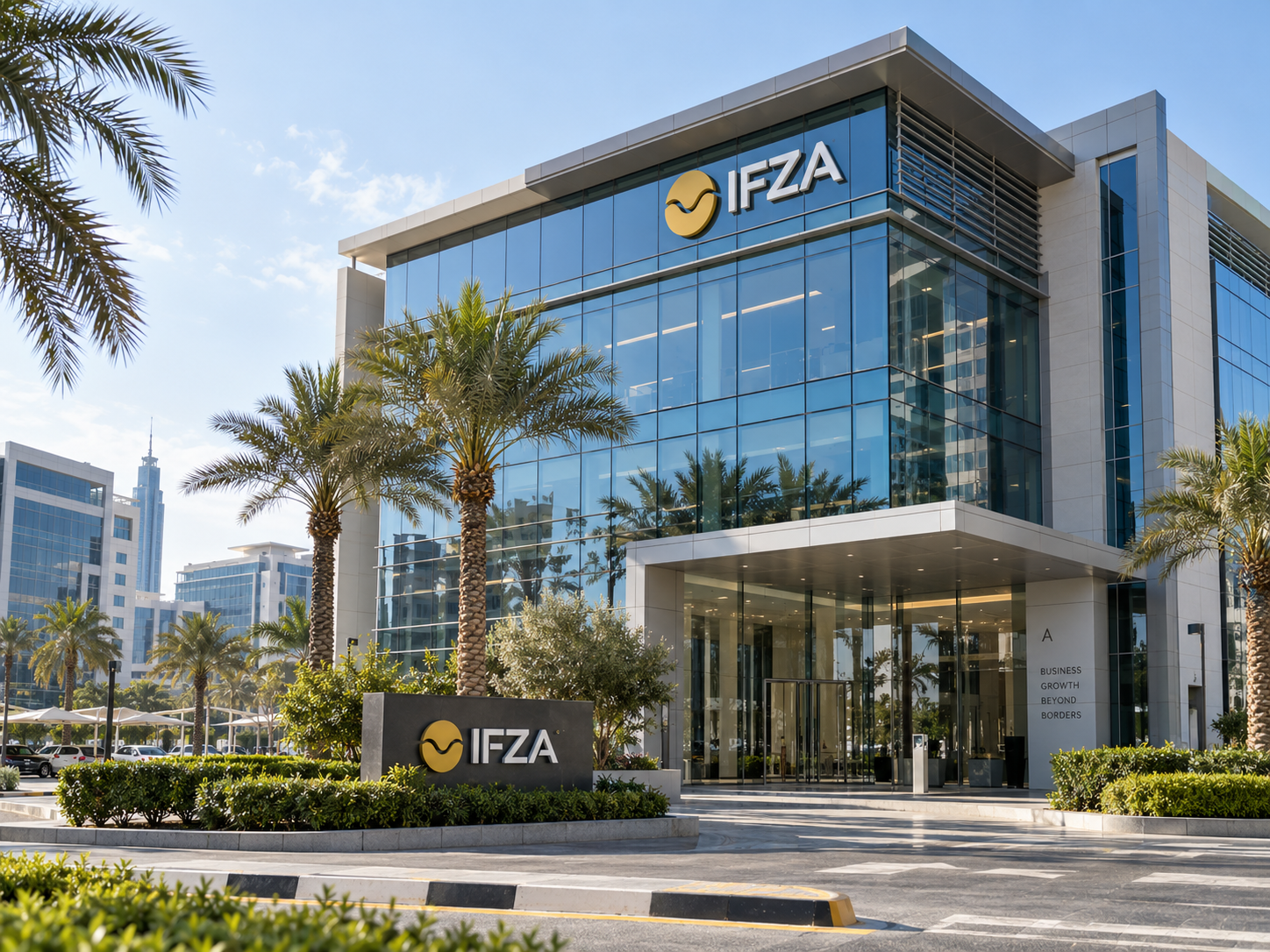Modern IFZA business centre in Dubai