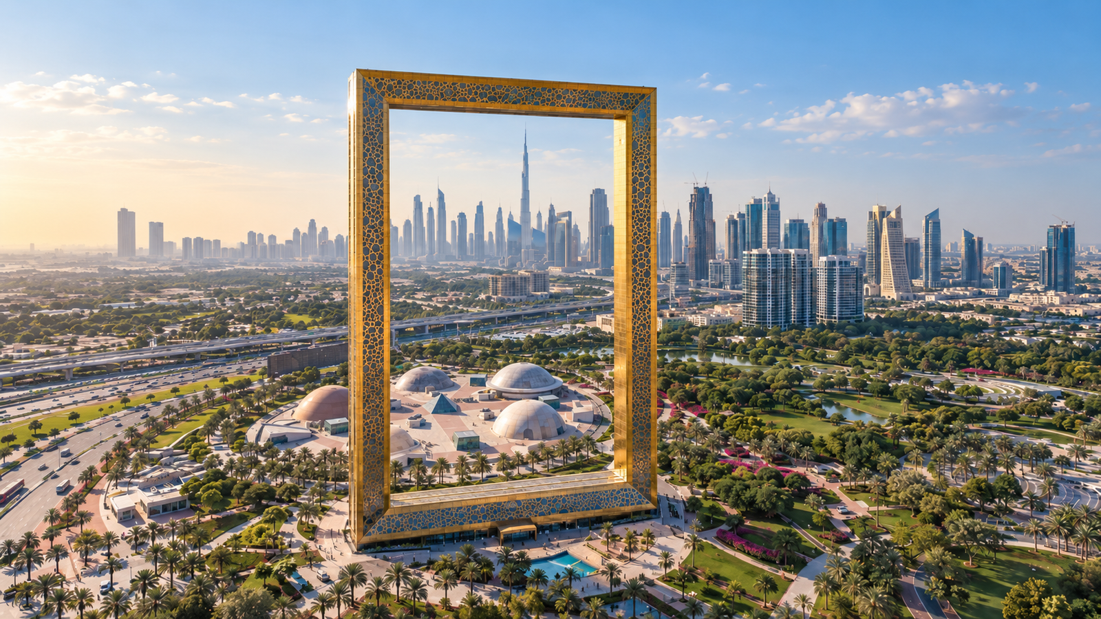 Dubai Frame and Dubai skyline