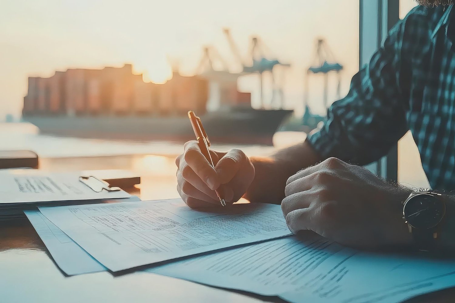 Business owner signing company renewal documents